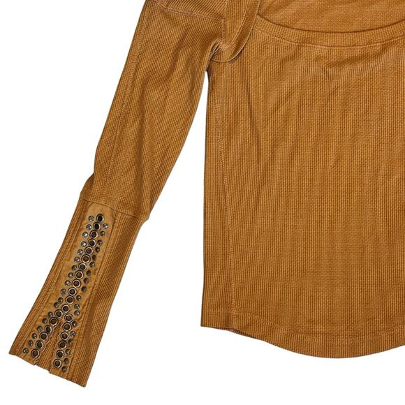Free People Women’s Sz M Long Sleeve Studded Top A Little Unruly Square Neck - Picture 5 of 13
